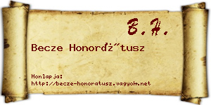 Becze Honorátusz névjegykártya